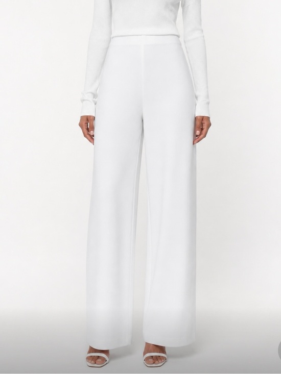 Zara Pants - ZARA Women's Wide-Leg White Ponte Knit Pants Size L